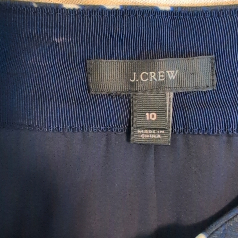 J. Crew Navy White Lattice Floral Pleated Preppy Chiffon Mini Skirt Sz 10 - Picture 7 of 8